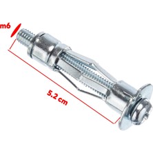 Badem10 Çelik Alçıpan Boşluk Dübel Frt Tuğla Duvar Bims Paraşüt Dübeli 6X52 Metal 5 Adet