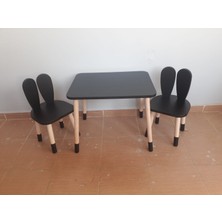 Ahsel Ahşap Montessori Tavşan Masa Sandalye, Montessori Çocuk Odası Mobilyası, Hediye