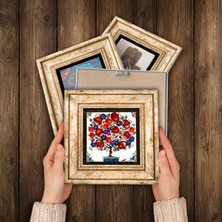 Pinecone Nar Ağacı, Nar Taş Duvar Tablosu Çerçeveli Duvar Dekoru 4 Parça Tablo Seti Wall Art T4-18