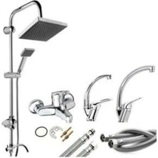 Bdl Armatür Mutfak Lavabo Banyo Bataraysı Çeşmesi Muslugu Robot Duş Sistemi 4lü Set