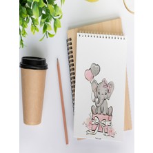 Selis Craft Sevimli Fil Desenli Kareli Notepad 01 Günlük Planlayıcı, Defter, To Do List, Not Defteri, Ajanda