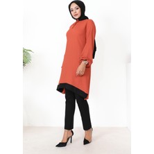 Moda Ebva Kolu Lastikli Tesettür TUNIK-3160 Kiremit