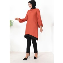 Moda Ebva Kolu Lastikli Tesettür TUNIK-3160 Kiremit