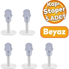 Badem10 Kapı Stoperi Beyaz 8 cm Metal Kapı Tamponu Durdurucu Tutucu Kapı Stopu Silikonlu 5 Adet