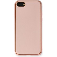 Andeka iPhone 8 Uyumlu Kılıf Deri Görünümlü Kamera Korumalı Kapak - Pembe