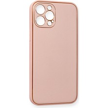 Andeka iPhone 12 Pro Max Uyumlu Kılıf Deri Görünümlü Kamera Korumalı Kapak - Pembe