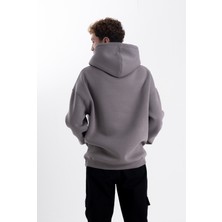 Pull The Hood Unisex Oversize Mor Melek Baskı Kapşonlu Sweatshirt