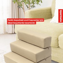 Xpermate Evcil Hayvan Merdiveni Kedi Köpekler Için 3 Basamaklı, Fermuarlı Bej