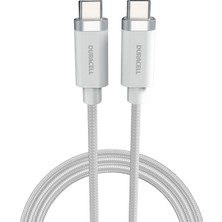 Duracell 1m Usb-C To Usb-C Örgülü Şarj Kablosu - Beyaz