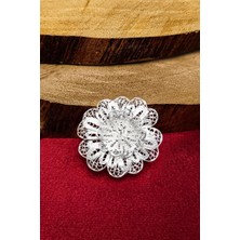 Aykat Telkari Gümüş Broş Çiçek Modeli El Işi Gümüş Yaka Iğnesi 925 Ayar BRS-172