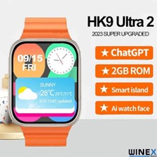 Winex Watch HK9 Ultra 2 Amoled Ekran Android İos HarmonyOs Uyumlu Akıllı Saat Beyaz