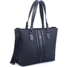 Nas Bag Kadın Omuz Çantası Spor Şık Ayarlanabilir Omuz Askılı Siyah Lacst (33X27X12 cm )