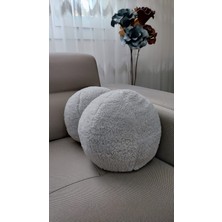 Oneplise 2' Li Top Kırlent / Yastık Büyük Gri / Küçük Gri ( 42CM / 25CM)