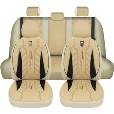 Minderland Fa Serisi - Mitsubishi Eclipse Cross ile Uyumlu Koltuk Kılıfı, Deri / Bej