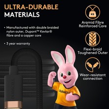 Duracell 1m Usb-C To Usb-C Örgülü Şarj Kablosu - Siyah