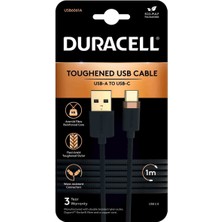 Duracell 1m Usb-A To Usb-C Örgülü Şarj Kablosu - Siyah