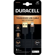 Duracell 2m Lightning To Usb-A Örgülü Şarj Kablosu - Siyah