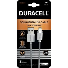 Duracell 2m Lightning To Usb-A Örgülü Şarj Kablosu - Beyaz