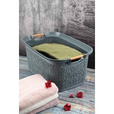 Derin Sanal Market Woow Çamaşır Sepeti - Çamaşır Sepeti - Plastik Sepet 30 Litre Antrasit