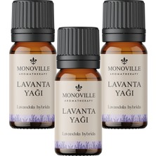 Monoville Lavanta Uçucu Yağı 3'lü Set %100 Saf Ve Doğal ( Lavender Essential Oil) 3x10 ml