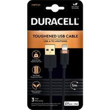 Duracell 1m Lightning To Usb-A Örgülü Şarj Kablosu - Siyah