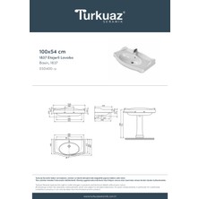 Turkuaz Seramik 1837 100 cm Etajerli Lavabo