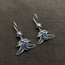 Midyat Nurtaş Gümüş Ametist Taşlı Oksitli Telkari Gümüş Bayan Küpe 201011276