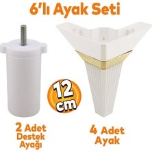 Badem10 Alcazar Köşe 6'lı Set Mobilya Tv Ünitesi Çekyat Koltuk Kanepe Destek Ayağı 12 cm Beyaz M8 Civatalı