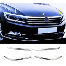 Fams Otomotiv Vw Passat B8 Krom Kaput Çıtası + Far Üzeri Çıta 3 Parça 2014-2019 Paslanmaz Çelik