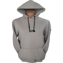 The North Face Kadın Kapüşonlu Bağcıklı Kanguru Cepli Aplikeli Taş Rengi Bomber Sweatshirt Ksk-Nrf