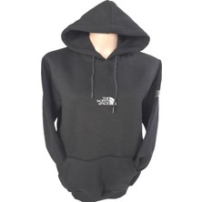The North Face Kadın Kapüşonlu Bağcıklı Kanguru Cepli Aplikeli Siyah Bomber Sweatshirt Ksk-Nrf