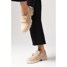 Mio Gusto Katy Ten Rengi Kalın Tabanlı Kadın Loafer Ayakkabı