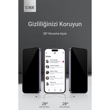 MTK Moveteck Apple Iphone 15 Pro Max Uyumlu Ekran Koruyucu Hayalet Cam Urr X-Grade Gorilla Glass Make It Privacy Resin Edge Zırh Ekran Koruyucu