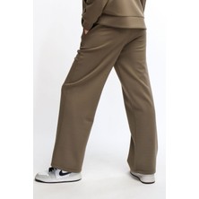 Haki Kadın Bol Paça Eşofman Altı Wide Leg Pantolon - Genas