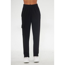 Chandraswear Siyah Kadın Kargo Cepli Pantolon Magi