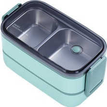 Vagonlife Bento 1400ML Lunchbox Yeni Koleksiyon Iki Katlı 2 Bölmeli Çelik Sefer Tası Yemek Kutusu