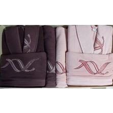 Özdilek Pink Wave Bordo Bembe Aile Bornoz Seti Özdilek Bornoz Takım