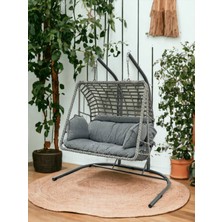 Tu Tienda Çift Kişilik Rattan Salıncak,antrasit