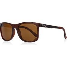 Kinary Unisex Güneş Gözlüğü Kahve Parlak Siyah Metal Gold Çizgili Sap 2003