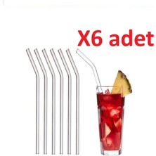 Hediye Ofisi 6'lı 9mm 20CM Boyunda Cam Pipet ve 1 Adet Pipet Temizleme Fırçası Seti