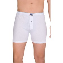 Berrak  Pamuklu Havlu Bel Düğmeli Beyaz Erkek Boxer 6'lı Paket