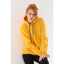 Alinda Kapüşonlu 3 Iplik Şardonlu  Kanguru Cepli Bayan Sweatshirt