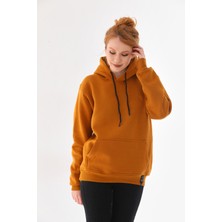 Alinda Kapüşonlu 3 Iplik Şardonlu  Kanguru Cepli Bayan Sweatshirt