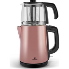 Karaca 2 In 1 Cam Demlikli Çay Makinesi ve Kettle Paslanmaz Çelik Rosegold