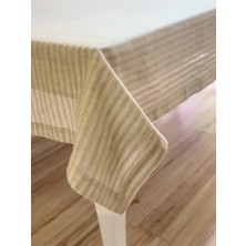 Hausset Masa Örtüsü Çizgili Keten Cappicino 160*260 cm Masa Örtüsü