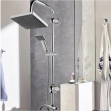 YMV Beyazsu Siyah Kare Tepe Yağmurlama Lüx Duş Seti Robotu Ikili Duş Banyo Set