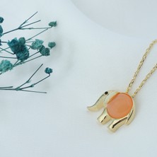 Neva Jewelry 925 Ayar Fantastik Turuncu Taşlı Fil Modelli Gümüş Kolye