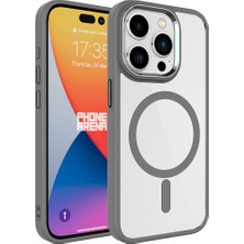 Lyon Tech Apple iPhone 15 Pro Max Kılıf Wireless Şarj Özellikli Zore Krom Magsafe Silikon Kapak