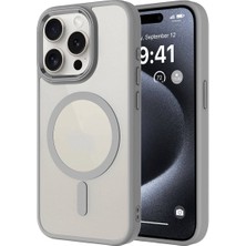 Lyon Tech Apple iPhone 15 Pro Max Kılıf Wireless Şarj Özellikli Zore Krom Magsafe Silikon Kapak