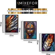 Çerçeveli 3 Parça Tablo Set-Maske Set  Modern Kanvas Tablo -Tek Tablo Ölçü 55CM x 75CM